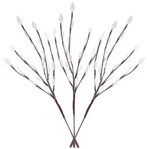 Ensemble de 3 : 60 LED solaires pour jardin, forme de feuille de branche, lampe