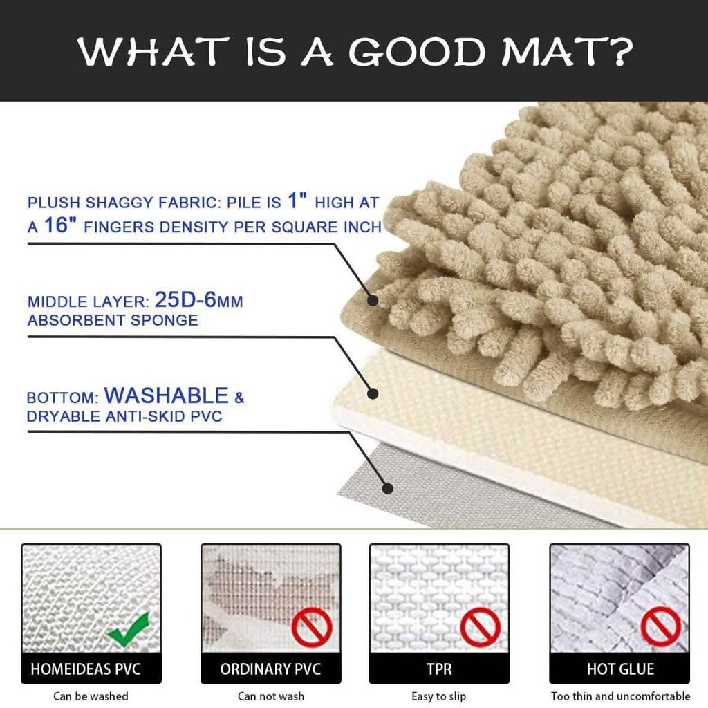 Ensemble 3 Pièces : Tapis de Salle de Bain Ultra Doux, Antidérapant et en Chenille Absorbante