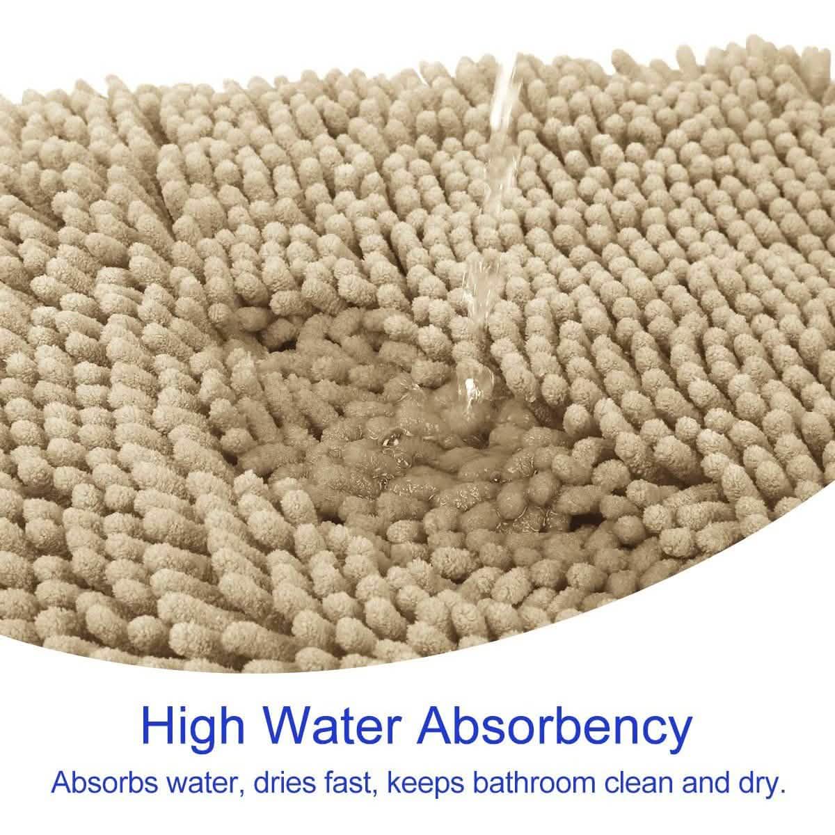 Ensemble 3 Pièces : Tapis de Salle de Bain Ultra Doux, Antidérapant et en Chenille Absorbante