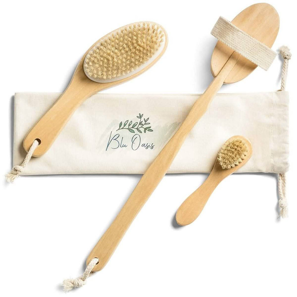 Ensemble 3 pièces : Brosses sèches Blu Oasis Premium avec sac de voyage