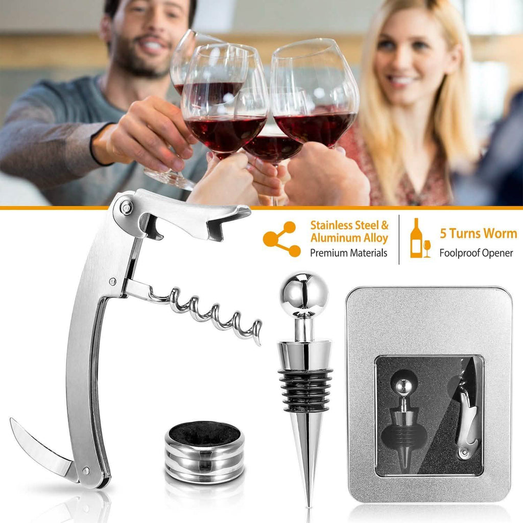 Ensemble de 3 pièces : tire-bouchon décapsuleur