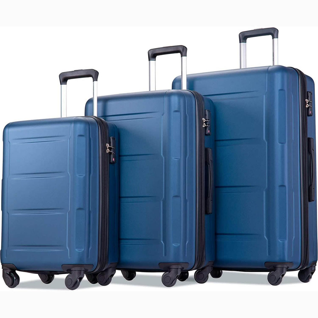 Ensemble de 3 valises rigides légères avec roulettes multidirectionnelles et cadenas TSA
