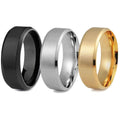 Ensemble 3 pièces : Bague de mariage confort en acier inoxydable pour homme