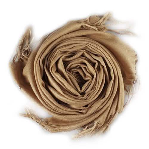 Ensemble 3 pièces : Écharpe douce en fausse soie pashmina à pampilles, couleur unie