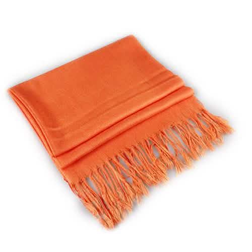 Ensemble 3 pièces : Écharpe douce en fausse soie pashmina à pampilles, couleur unie