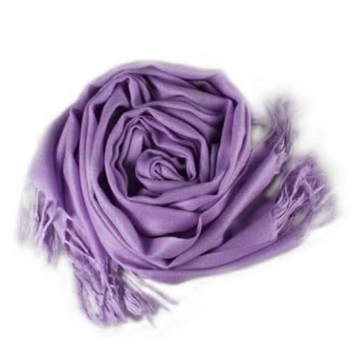 Ensemble 3 pièces : Écharpe douce en fausse soie pashmina à pampilles, couleur unie
