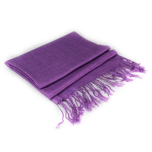 Ensemble 3 pièces : Écharpe douce en fausse soie pashmina à pampilles, couleur unie