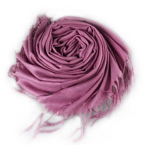 Ensemble 3 pièces : Écharpe douce en fausse soie pashmina à pampilles, couleur unie
