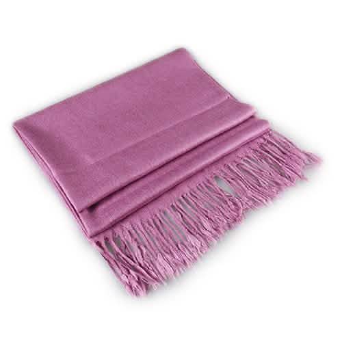 Ensemble 3 pièces : Écharpe douce en fausse soie pashmina à pampilles, couleur unie