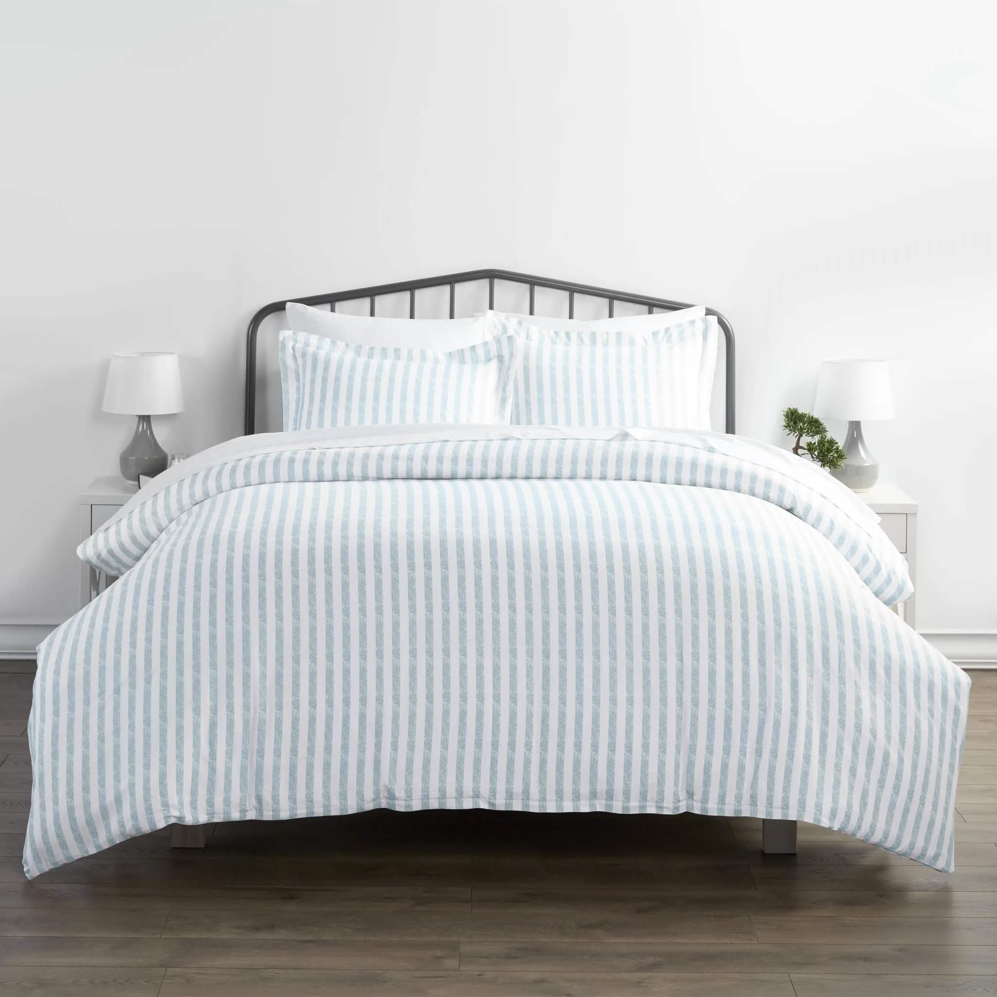 Ensemble 3 pièces : Housse de couette à rayures robustes