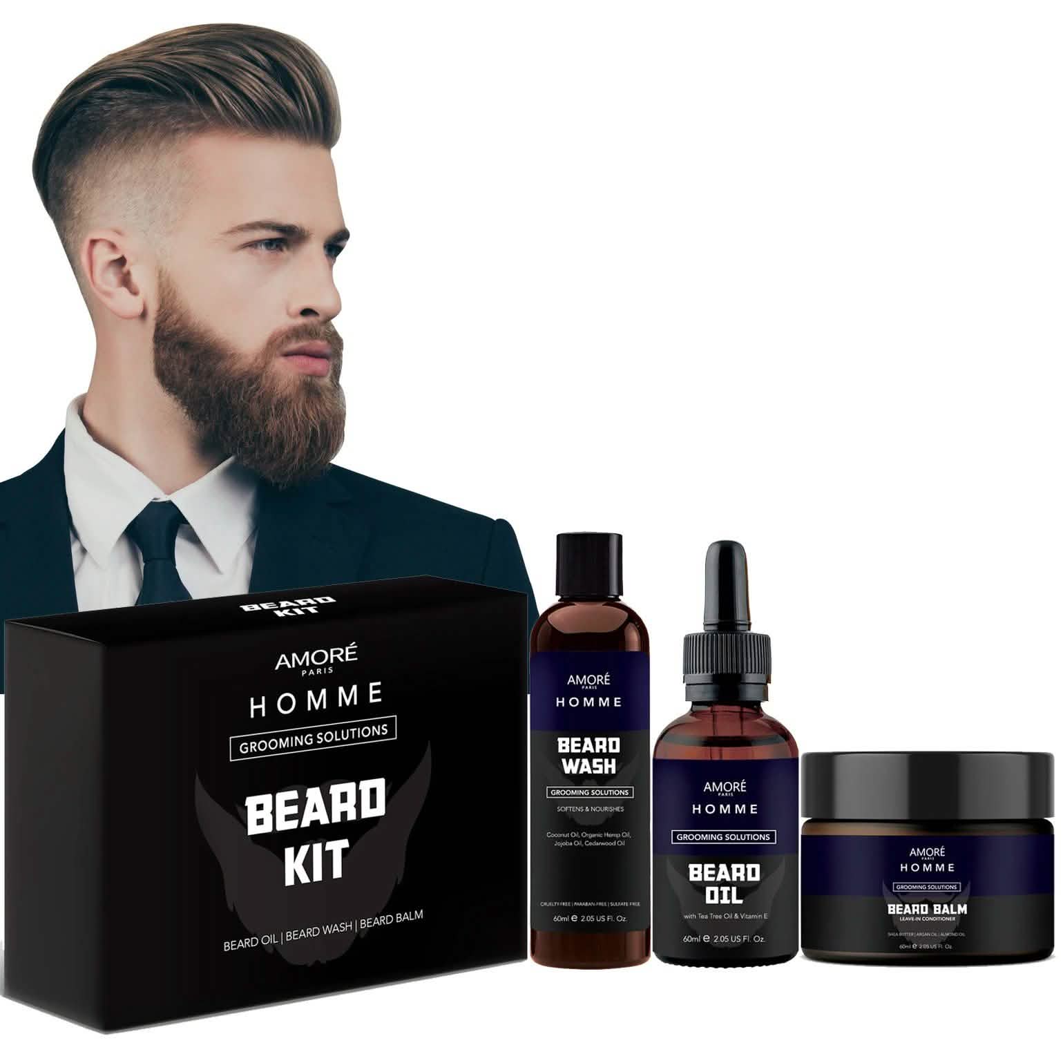 Ensemble 3 pièces : Trousse de Soin et de Toilettage pour Barbe Ultime