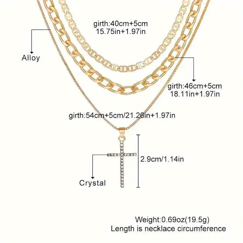 Ensemble de 3 colliers superposables rétro de luxe en cristal artificiel pour femme