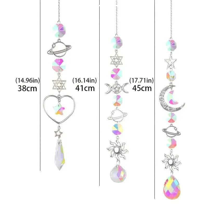Lot de 3 : Attrape-vent en cristal pendentif capteur prismes de diamant