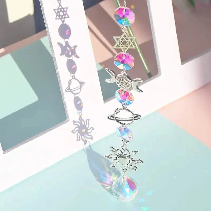 Lot de 3 : Attrape-vent en cristal pendentif capteur prismes de diamant