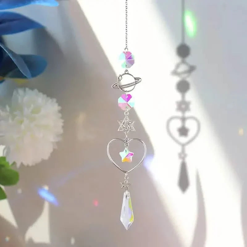 Lot de 3 : Attrape-vent en cristal pendentif capteur prismes de diamant