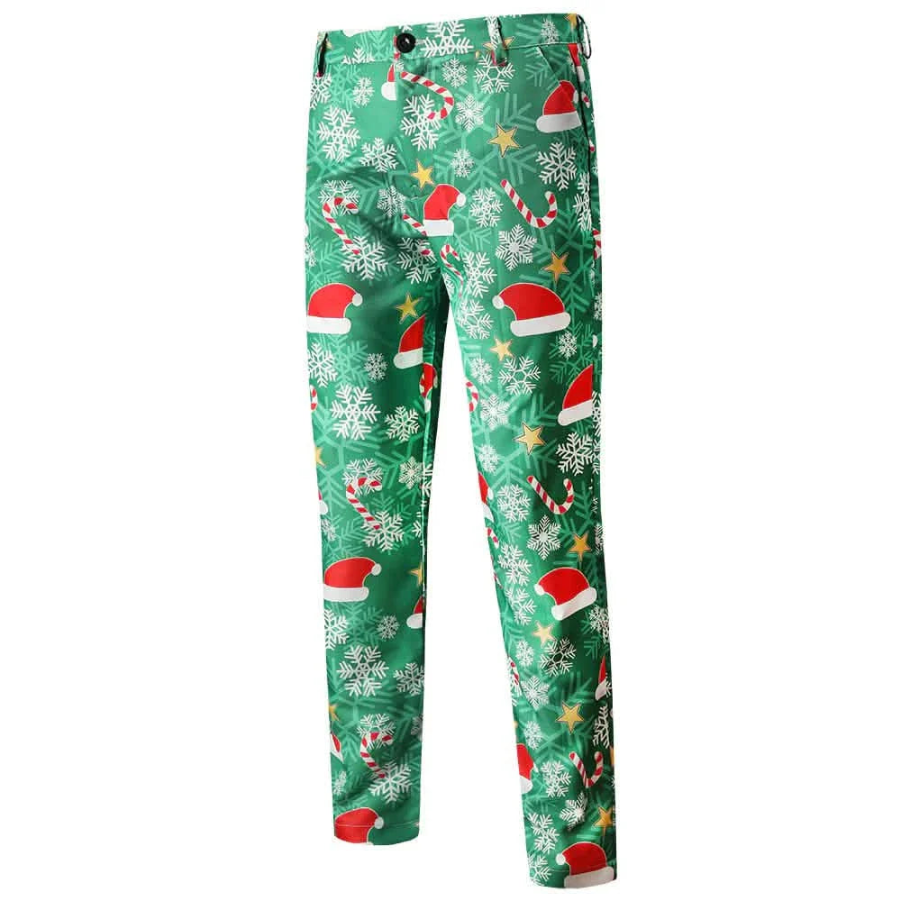 Ensemble 3 pièces : Costumes de Noël moches amusants pour hommes - Costume de Noël complet : Comprend une veste, un pantalon