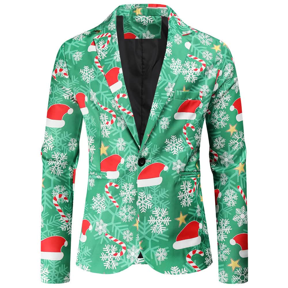 Ensemble 3 pièces : Costumes de Noël moches amusants pour hommes - Costume de Noël complet : Comprend une veste, un pantalon