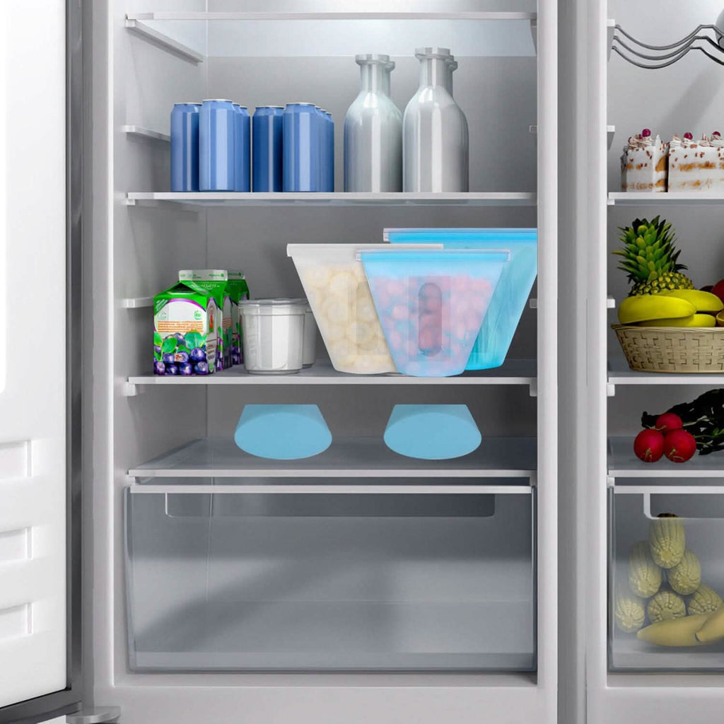 3 pièces : Sacs de conservation alimentaires en silicone réutilisables et étanches avec 3 fermetures