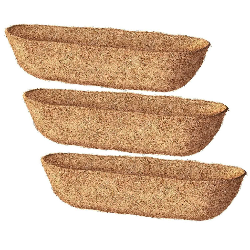 3 pièces : Jardinière demi-lune de remplacement en fibre de coco pour bac à fleurs