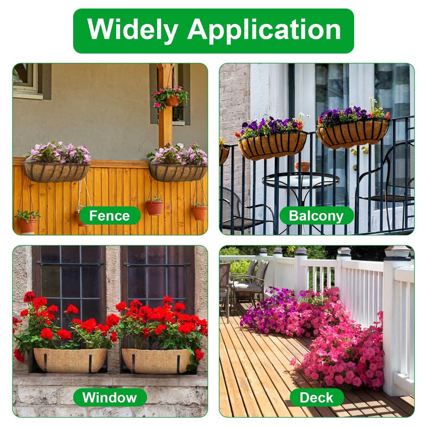 3 pièces : Jardinière demi-lune de remplacement en fibre de coco pour bac à fleurs