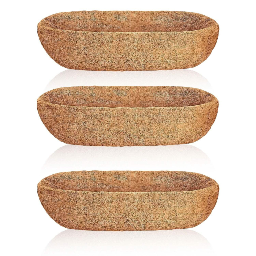 3 pièces : Jardinière demi-lune de remplacement en fibre de coco pour bac à fleurs