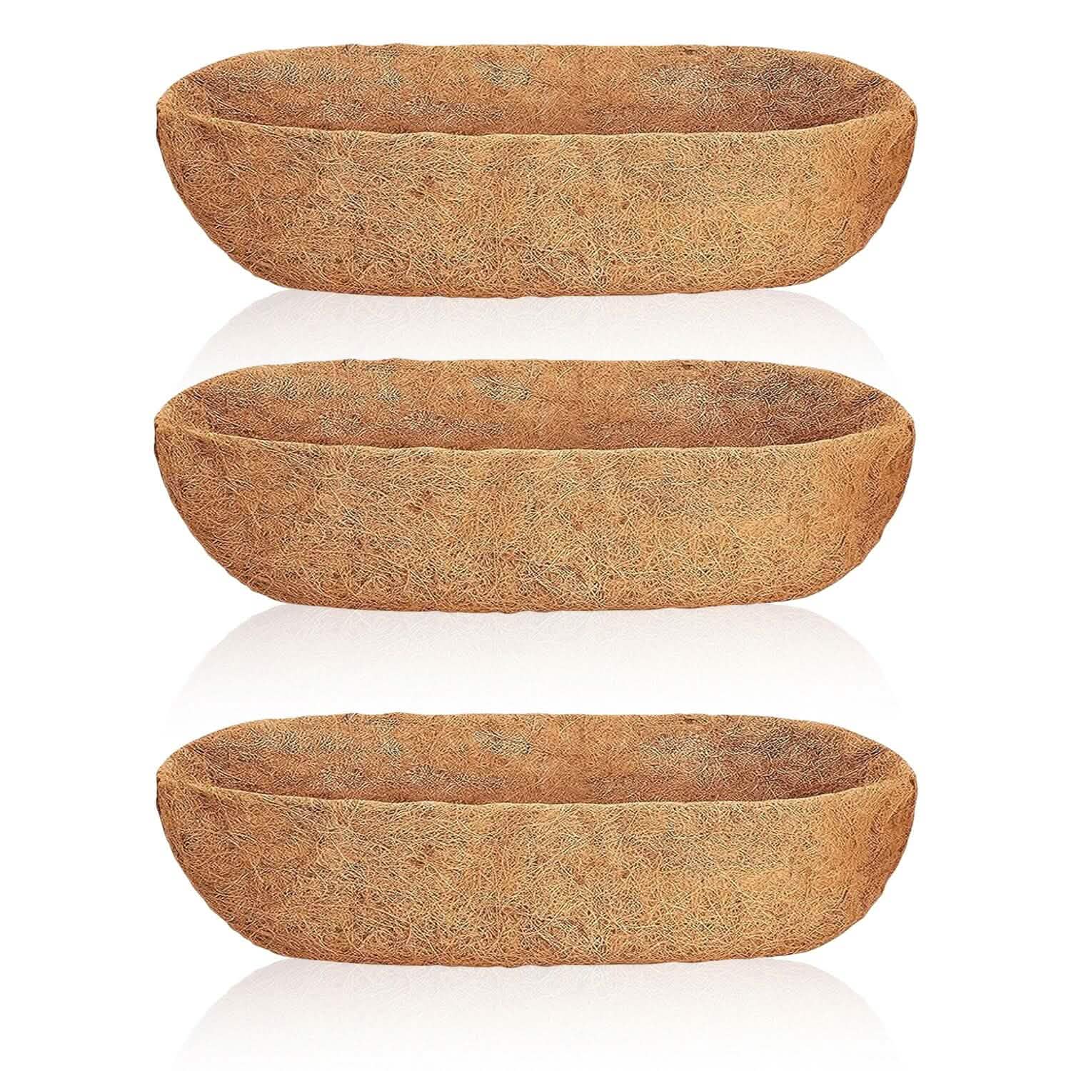 3 pièces : Jardinière demi-lune de remplacement en fibre de coco pour bac à fleurs