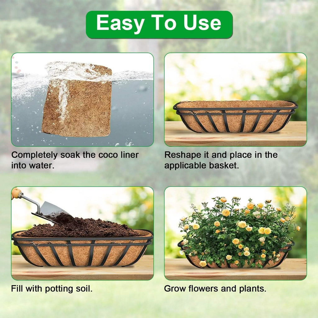 3 pièces : Jardinière demi-lune de remplacement en fibre de coco pour bac à fleurs
