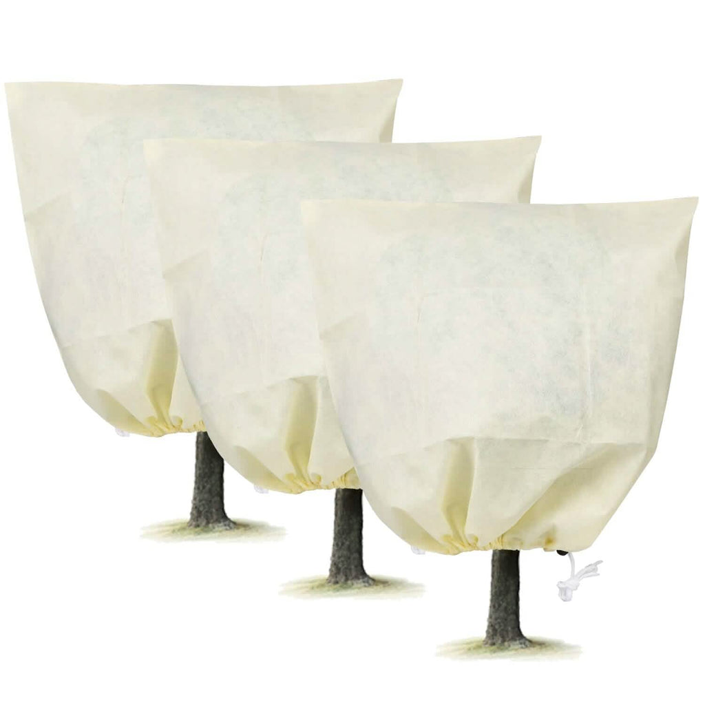 3 pièces : Housses de protection hivernale pour plantes avec cordon de serrage