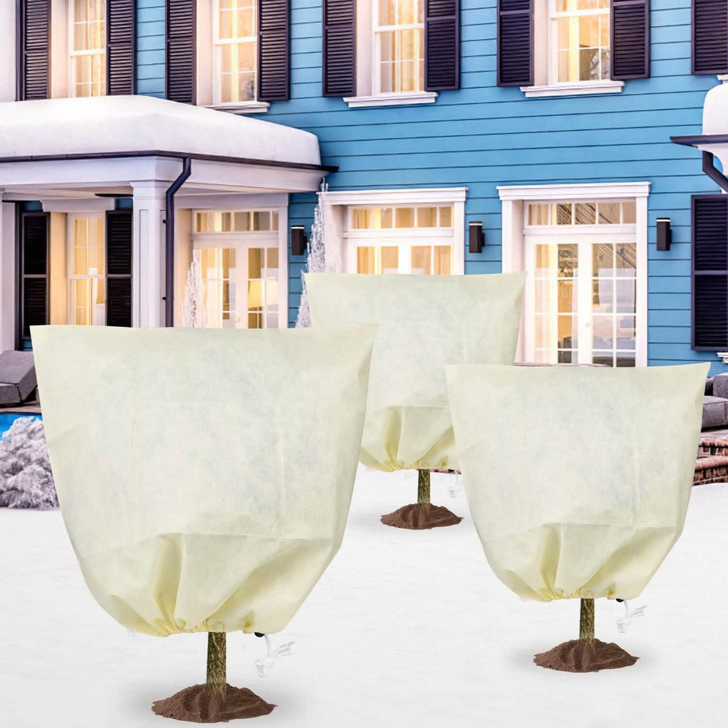 3 pièces : Housses de protection hivernale pour plantes avec cordon de serrage