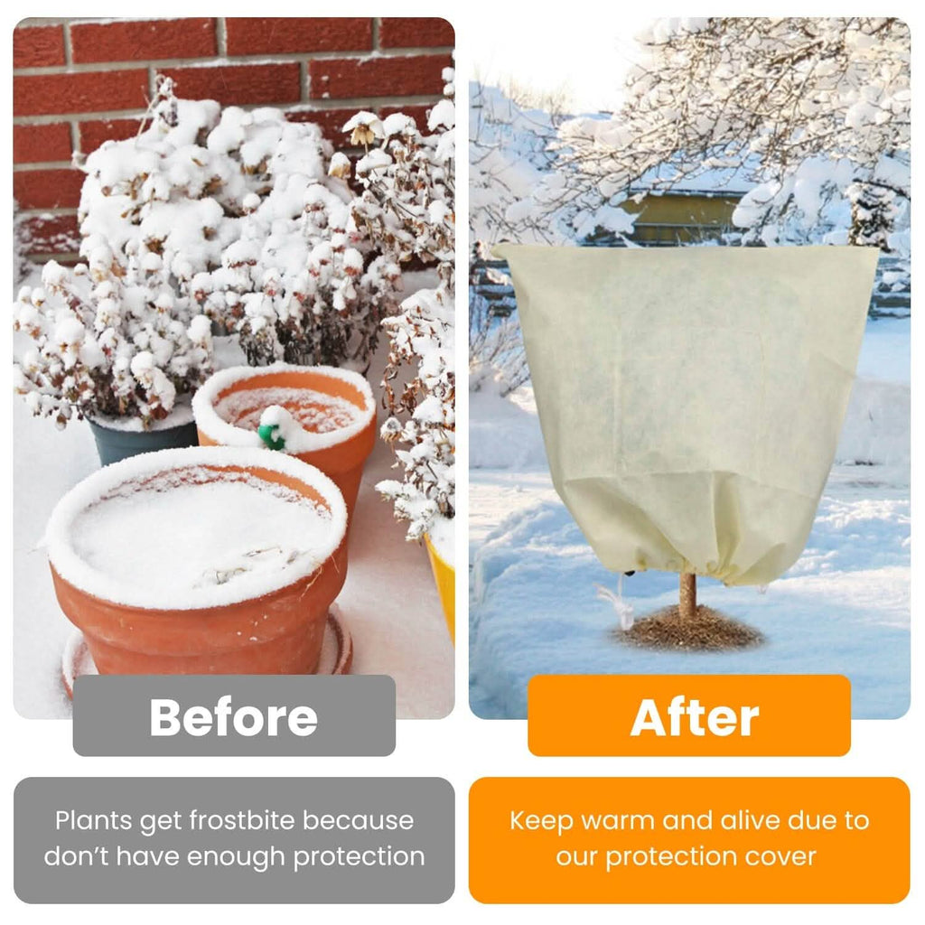 3 pièces : Housses de protection hivernale pour plantes avec cordon de serrage