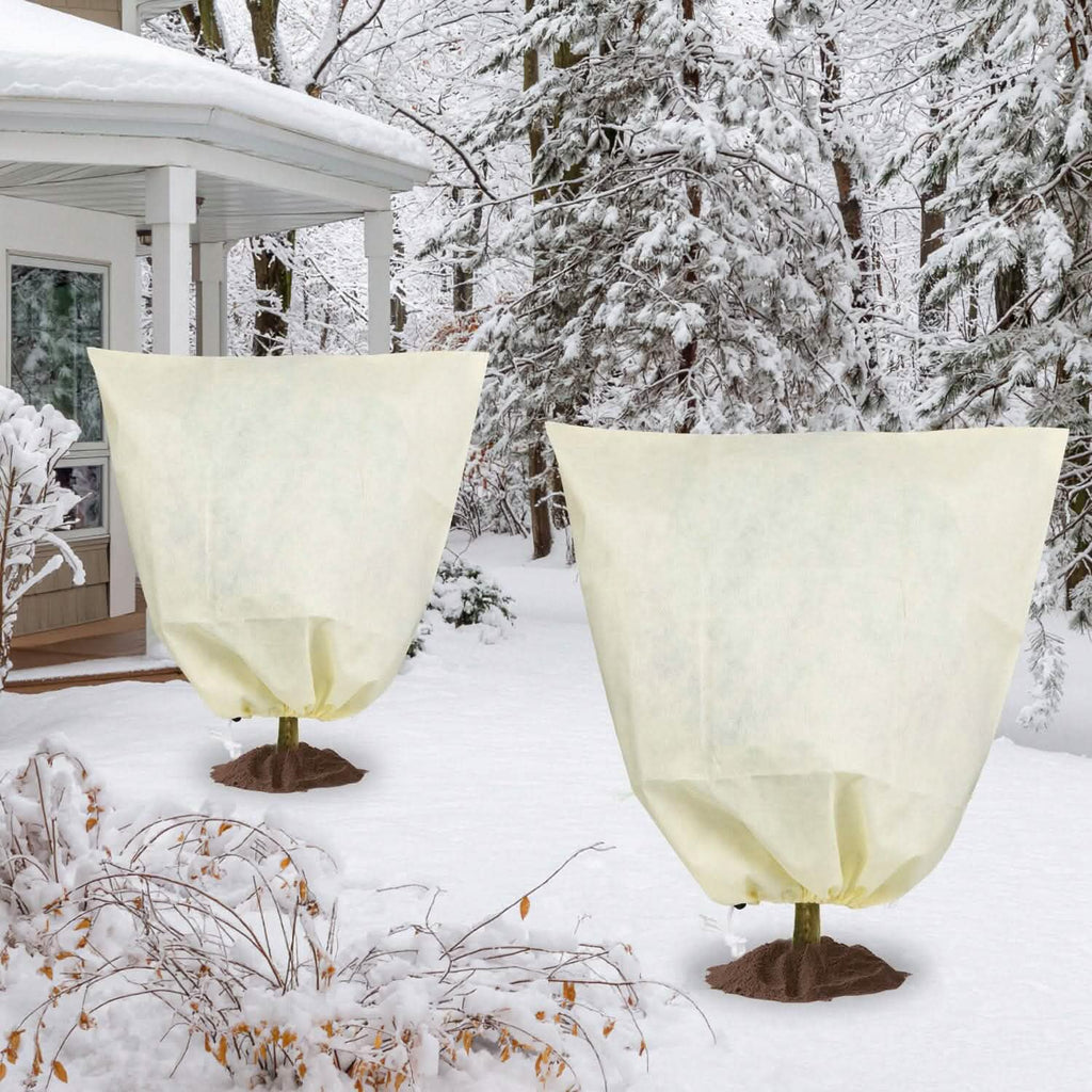 3 pièces : Housses de protection hivernale pour plantes avec cordon de serrage
