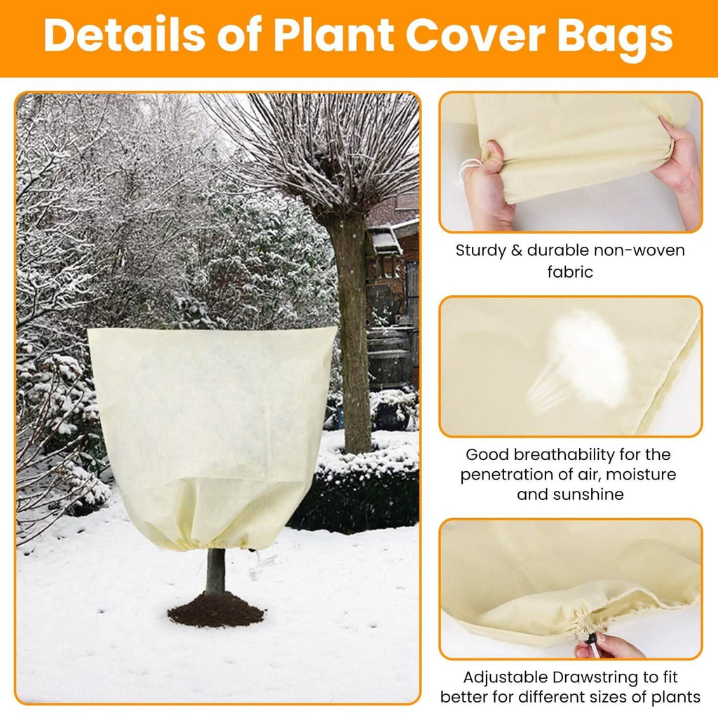 3 pièces : Housses de protection hivernale pour plantes avec cordon de serrage