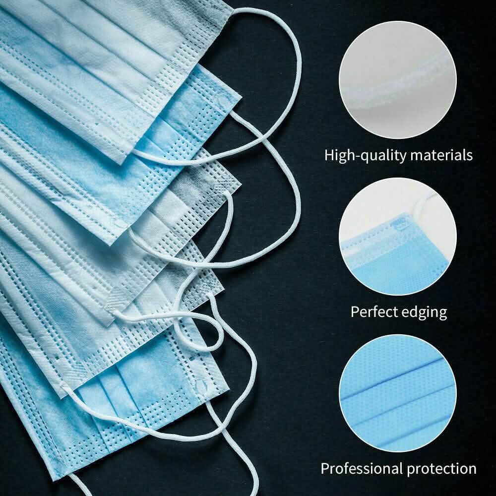 Lot de masques jetables 3 plis non médicaux hygiéniques chirurgicaux à boucles auriculaires