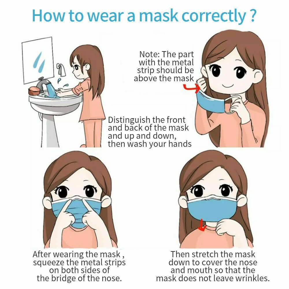 Lot de masques jetables 3 plis non médicaux hygiéniques chirurgicaux à boucles auriculaires