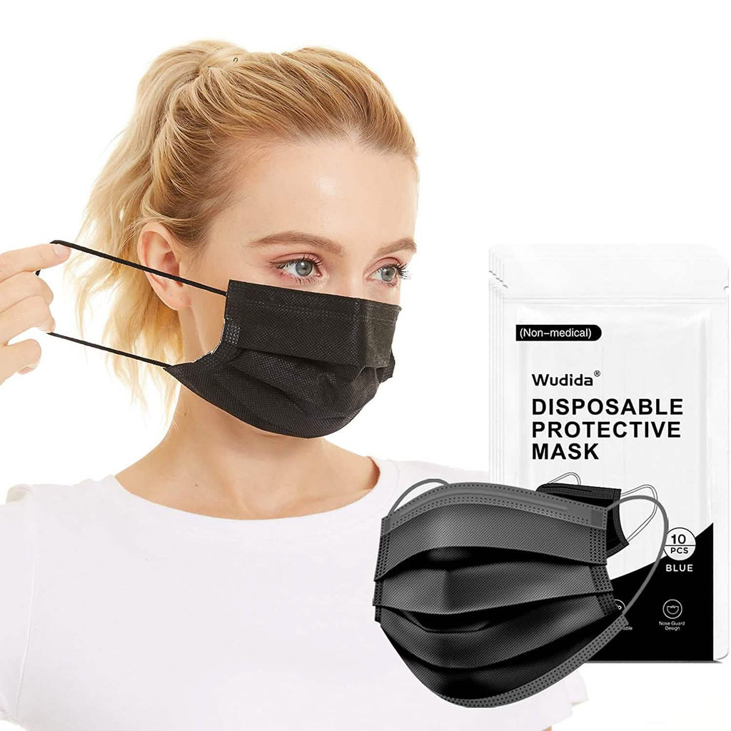 Masques jetables anti-poussière 3 plis non-tissés en forme de coupe avec boucle d'oreille élastique