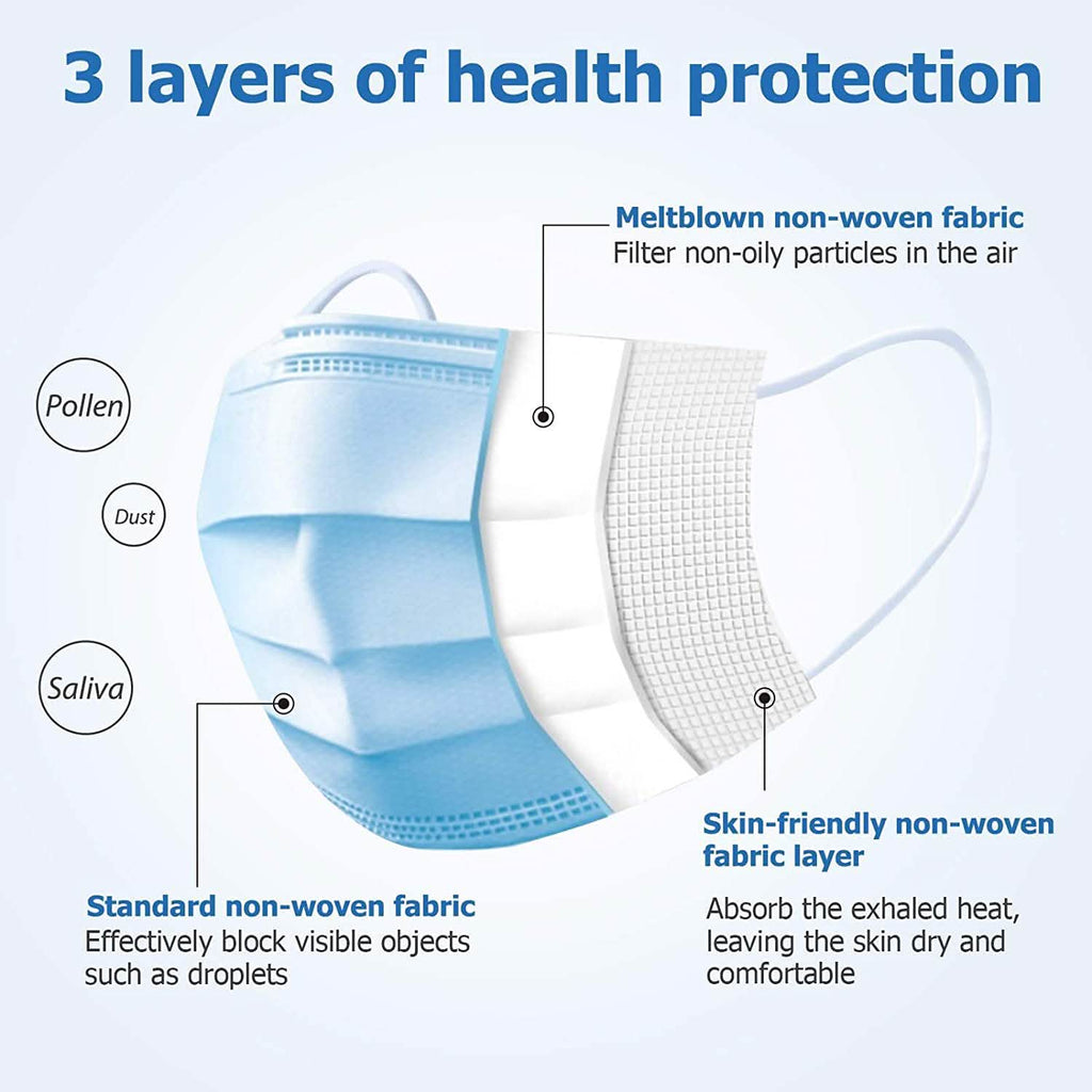 Masques jetables anti-poussière 3 plis non-tissés en forme de coupe avec boucle d'oreille élastique