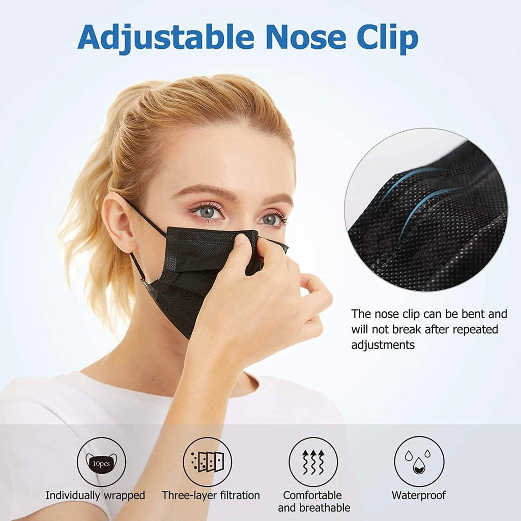 Masques jetables anti-poussière 3 plis non-tissés en forme de coupe avec boucle d'oreille élastique