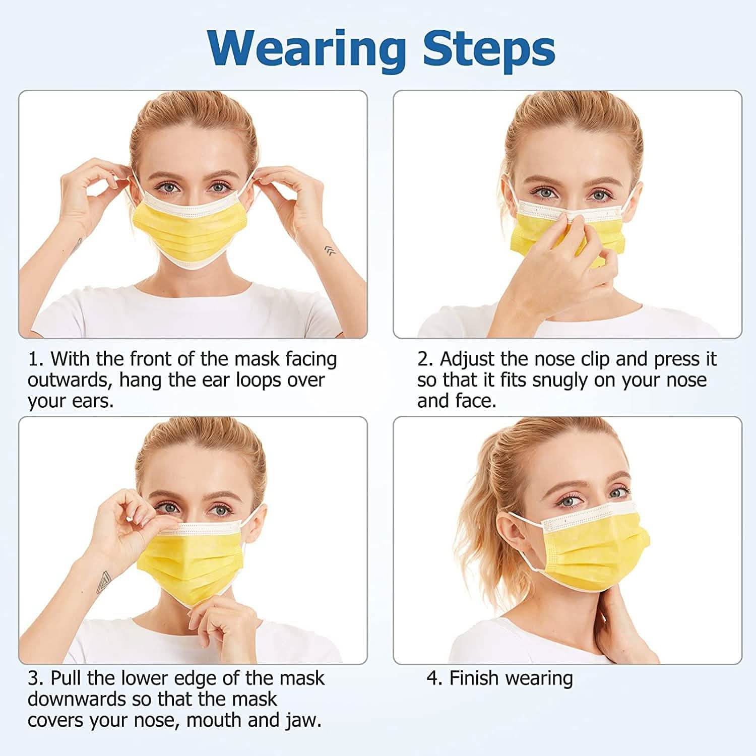 Masques jetables anti-poussière 3 plis non-tissés en forme de coupe avec boucle d'oreille élastique
