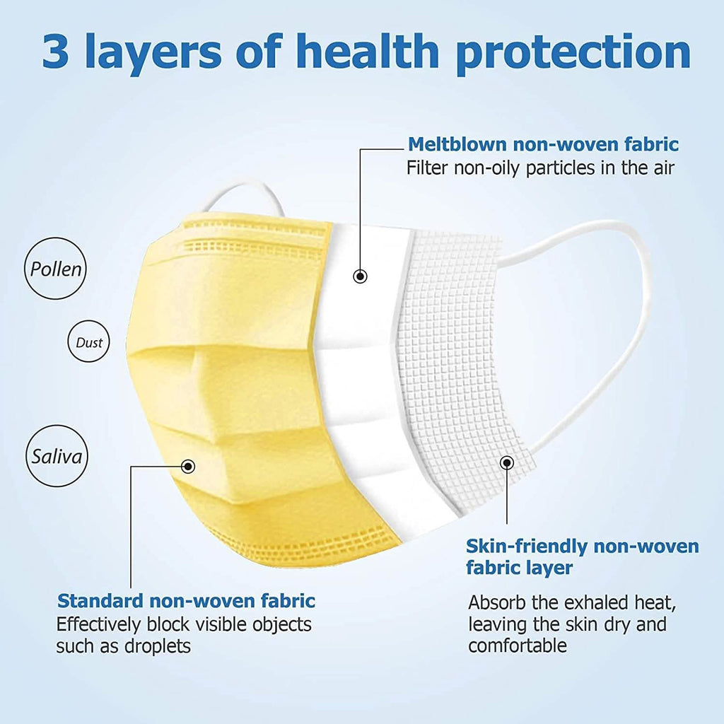Masques jetables anti-poussière 3 plis non-tissés en forme de coupe avec boucle d'oreille élastique
