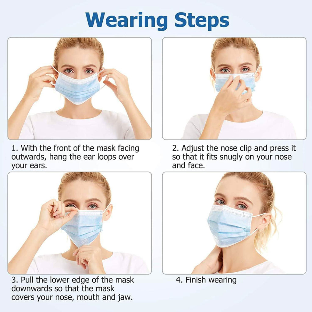 Masques jetables anti-poussière 3 plis non-tissés en forme de coupe avec boucle d'oreille élastique