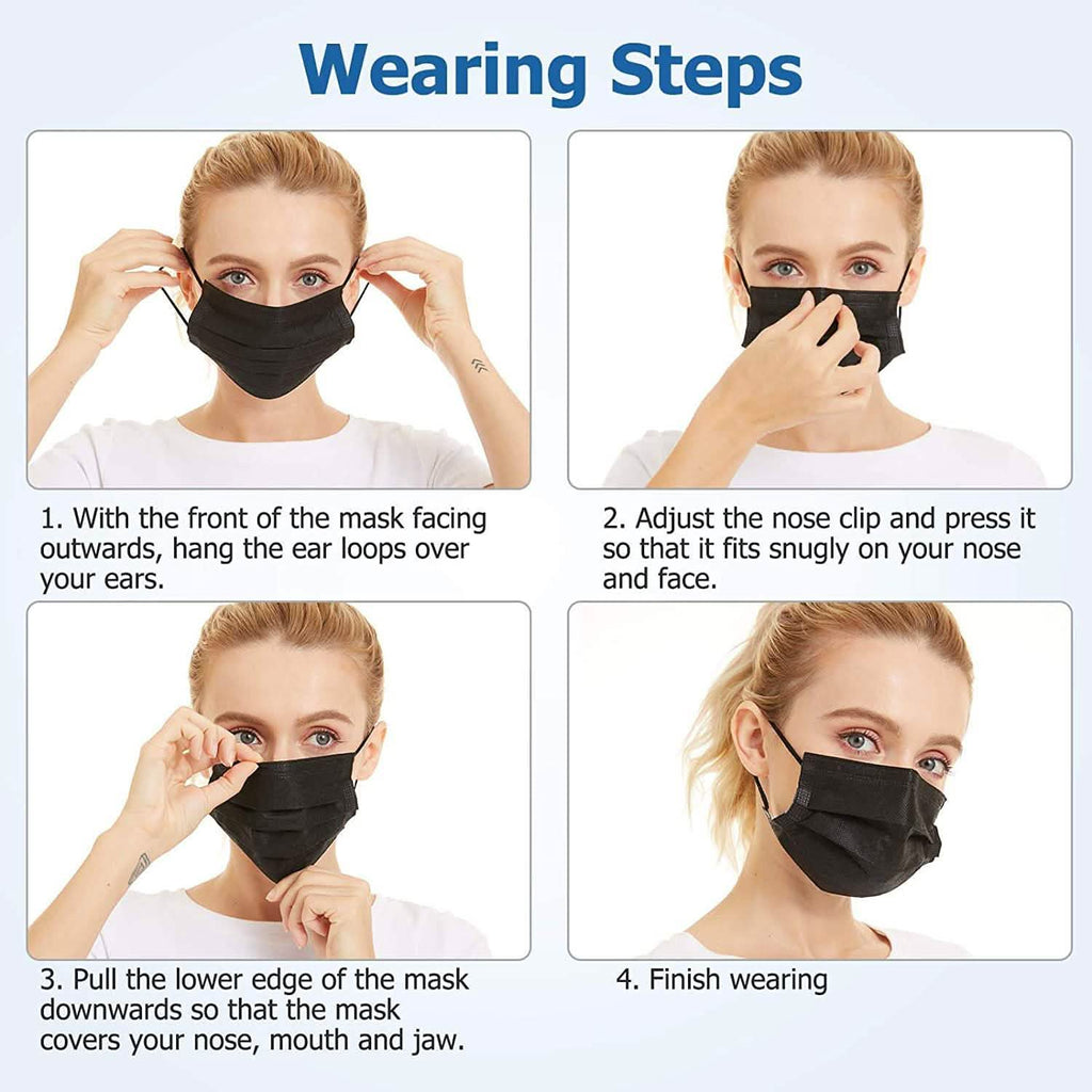 Masques jetables anti-poussière 3 plis non-tissés en forme de coupe avec boucle d'oreille élastique