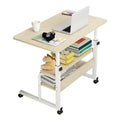 Bureau d'ordinateur portable à 3 niveaux réglable en hauteur avec roulettes