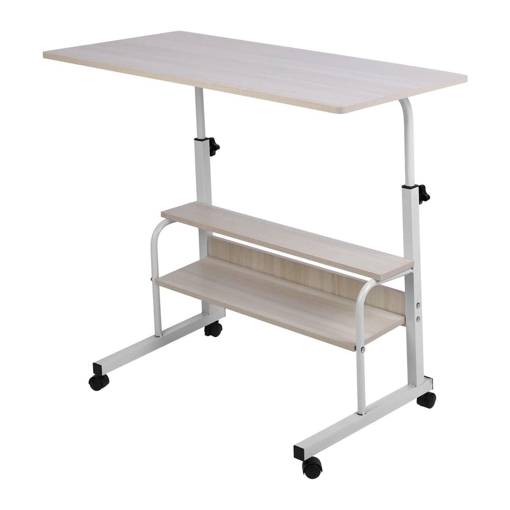Bureau d'ordinateur portable à 3 niveaux réglable en hauteur avec roulettes
