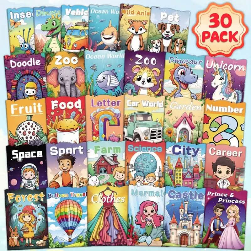 Lot de 30 : Mini-livres de coloriage pour enfants