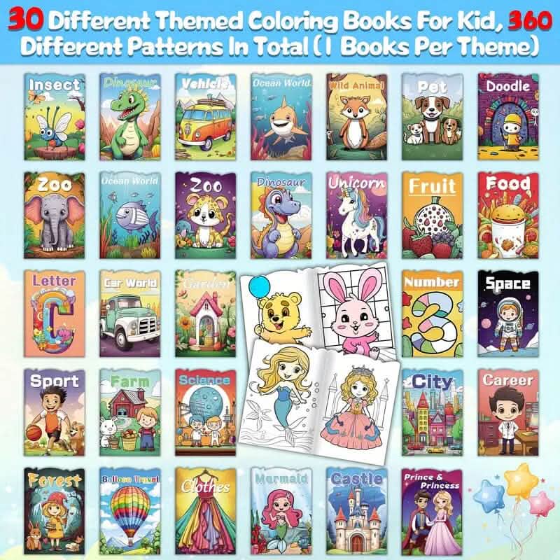 Lot de 30 : Mini-livres de coloriage pour enfants