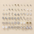 30 paires : boucles d'oreilles clous en alliage avec strass ronds, perles d'imitation et lettres