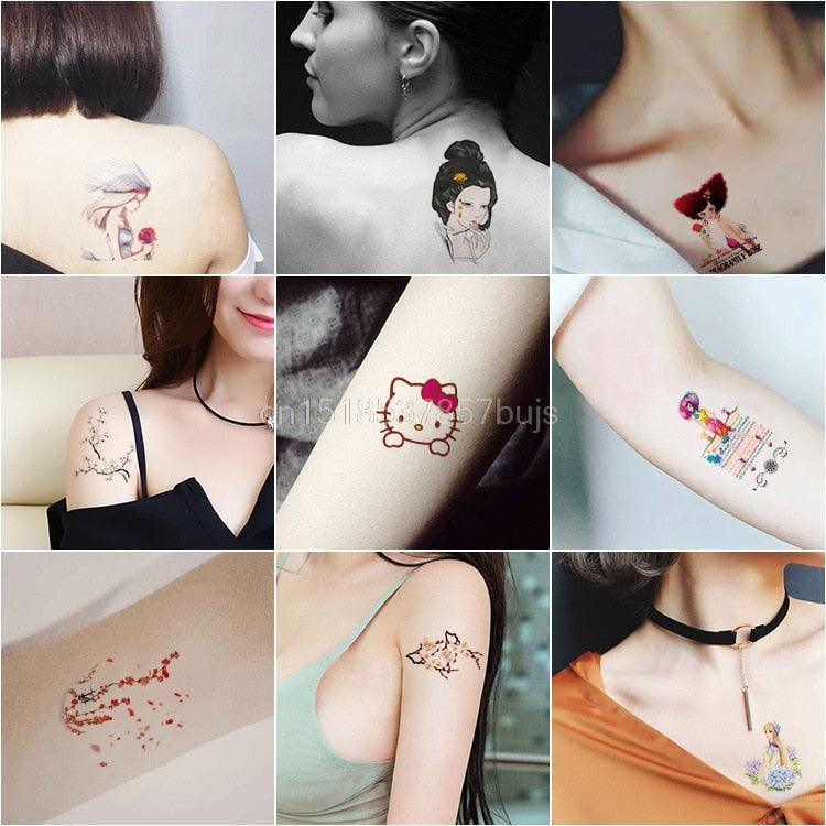 30 Pièces/set Petit Tatouage Temporaire Luxe Autocollant Dessin Coloré Fleur Mignon Tatouage Corporel Pour Enfants Adultes