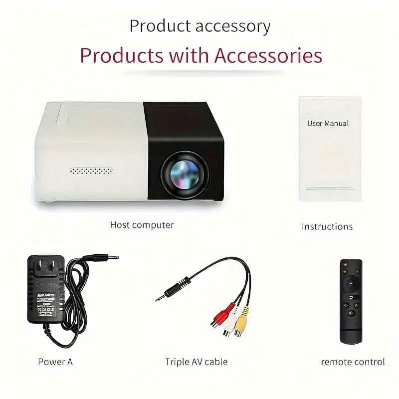 Mini-projecteur HD 3000+ Lumens avec télécommande