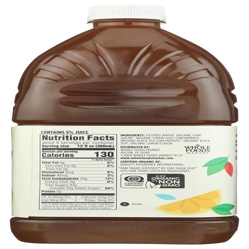 Boisson au thé noir et limonade biologique Whole Foods Market, 64 fl oz