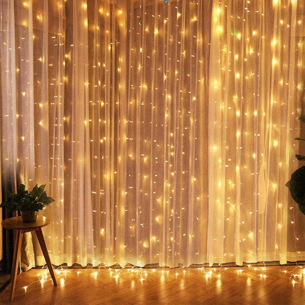 Guirlande Lumineuse à LED 300 Lumières Rideau Étoilé Blanc Chaud